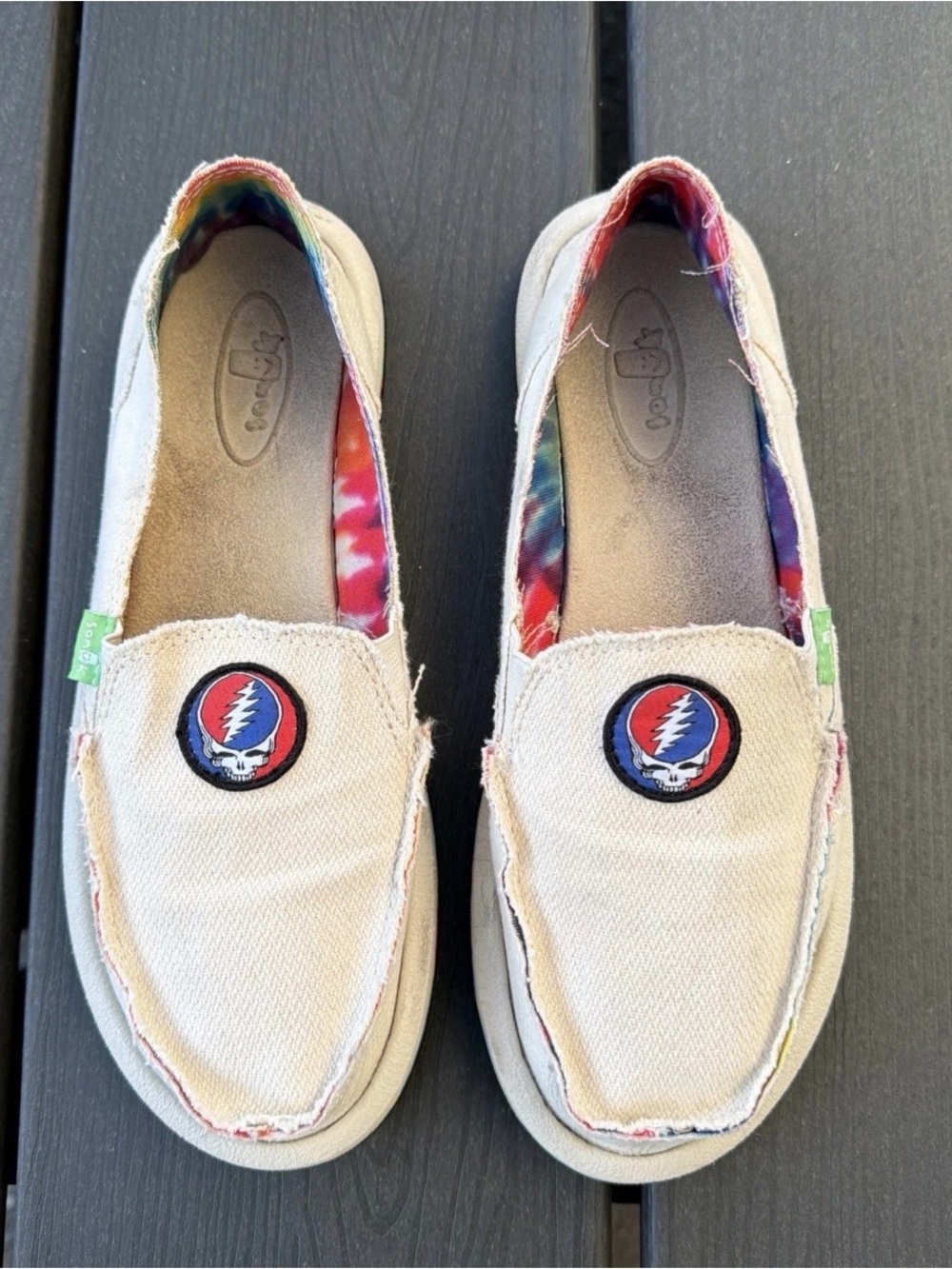 SANUK DONNA HEMP X GRATEFUL DEAD TIE DYE SIDEWALK SURFER SHOES US 6 EUR 37